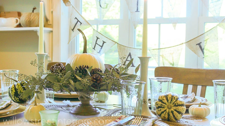 Green and White Thanksgiving Table