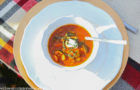 smoky vegetable soup with chicken sausage and basi