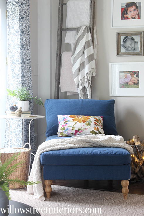 ikea chaise with navy slipcover | willow street interiors