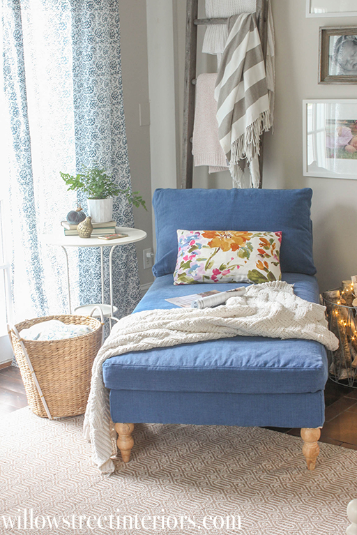 navy slipcover on an ikea chaise | willow street interiors