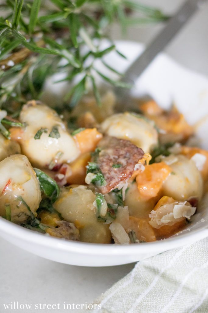 Gluten Free Gnocchi with Butternut Squash, Sausage and Arugula Recipe