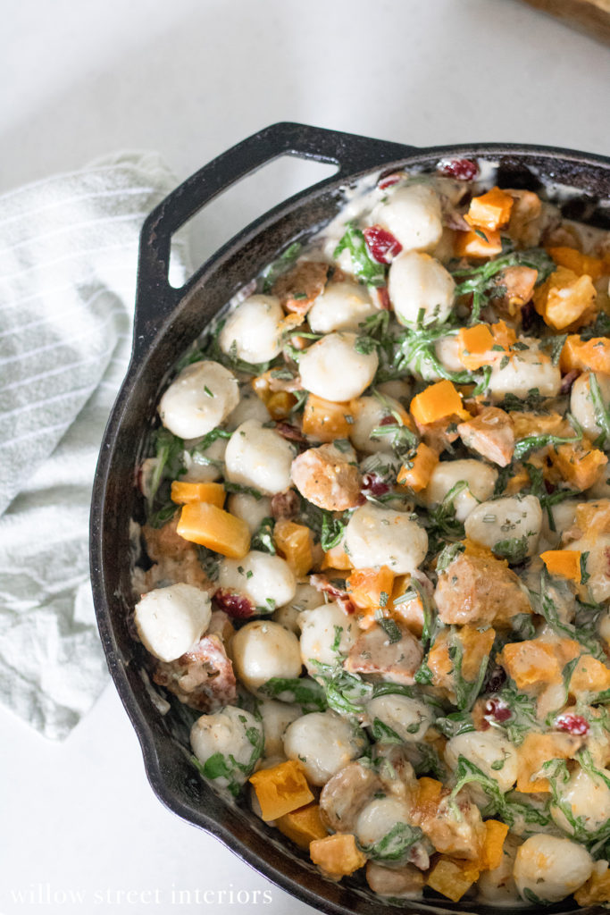 Gluten Free Gnocchi with Butternut Squash, Sausage, and Arugula Recipe