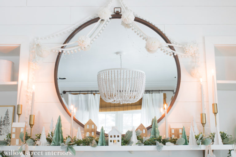 Our Simple, Green and White Christmas Mantel